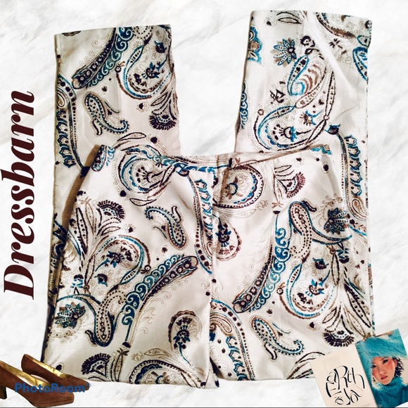 Dressbarn Paisley Satin Pants. - Picture 2 of 3